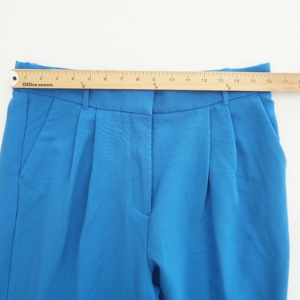 Abercrombie & Fitch Blue Wide Leg Pleated Trousers Dress Pants Size 32/14 - Picture 5 of 10
